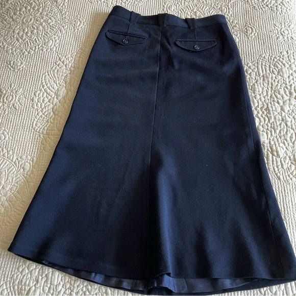 RARE EUC Ralph Lauren Blue Label navy wool equestrian style midi skirt